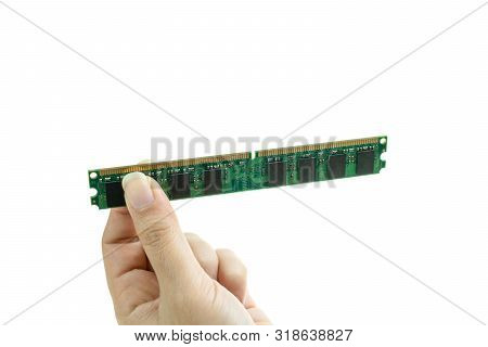 Computer Equipment Ddr Ram 2 Gb For Pc In Lady Hand At White Background
