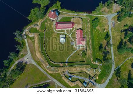 Top View Of The Ancient Korela Fortress On A Sunny June Day (aerial Photography). Priozersk, Russia