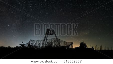 The Antennas Of The Station Of Exploration Of An Ionosphere. A Silhouette Against The Background Of 