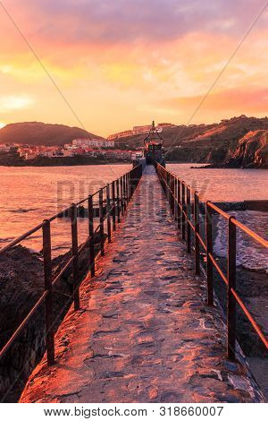 Sunrise In Colliure, Southern France, At The Lighthouse