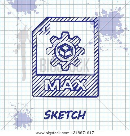 Sketch Line Max File Document. Download Max Button Icon Isolated On White Background. Max File Symbo