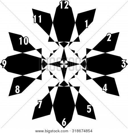 Clock Dial Black Trapez Based Signs With White Hourly Numbers Black Borgered On Transparent Backgrou