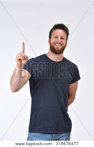 Man With Finger In The Shape Of Number One