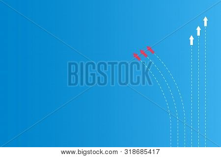 Have Leadership Or Different Concepts With Directions Arrow Red And White Paper And Route Lines On A