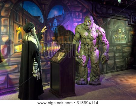 Prague, Czech Republic - December 2018: Golem Plot In Madame Tussads Museum