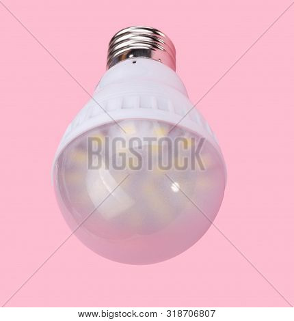 Led Tube Lamp On Pink Background At Dry Sunny Summer Day