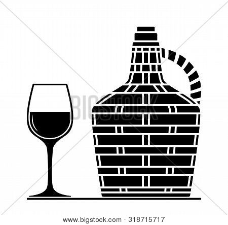 Vector Demijohn And Wine Glass Isolated On White Background