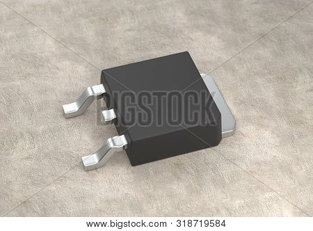 Dpak Mosfet Electronic Transistor On Surface 3d Illustration
