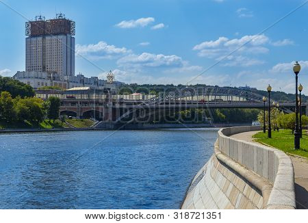 Moscow, Russia - July 27, 2019: Andreevsky Railway Bridge And The Third Transport Ring In The Area O