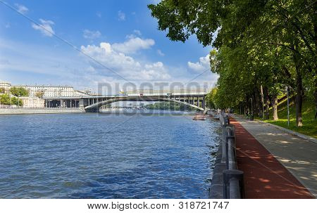 Moscow, Russia - July 27, 2019: Andreevsky Railway Bridge And The Third Transport Ring In The Area O