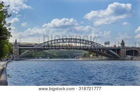 Moscow, Russia - July 27, 2019: Andreevsky Railway Bridge And The Third Transport Ring In The Area O