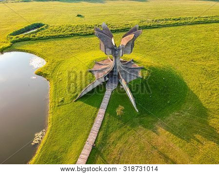 Jasenovac, Croatia - July 14, 2019. Area Of Museum And Monument Of Holocaust
