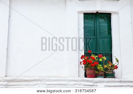 Detail Of The Beautiful Antique Houses Of The Small Town Of Mongui In Colombia