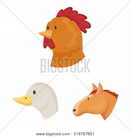 Vector Design Of Farm And Head Logo. Set Of Farm And Homemade Stock Vector Illustration.