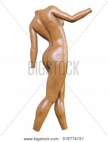 Female Mannequin. Torso. Without Head And Limbs. Plastic, Tree. Extravagant Fashion Art. 3d Render I