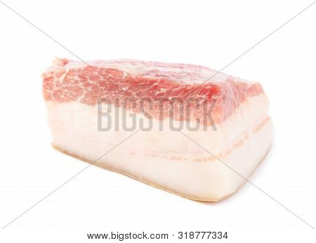 Piece Of Pork Fatback Isolated On White