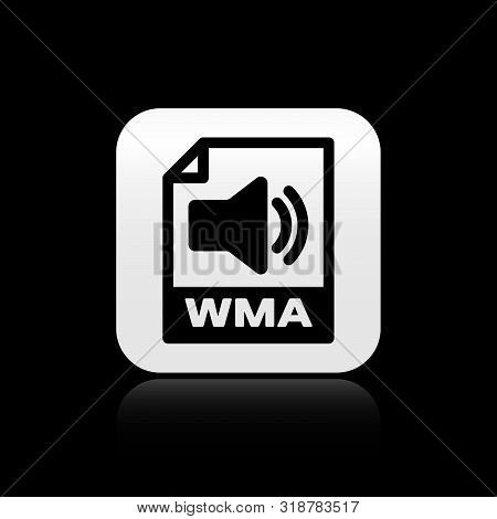 Black Wma File Document. Download Wma Button Icon Isolated On Black Background. Wma File Symbol. Wma
