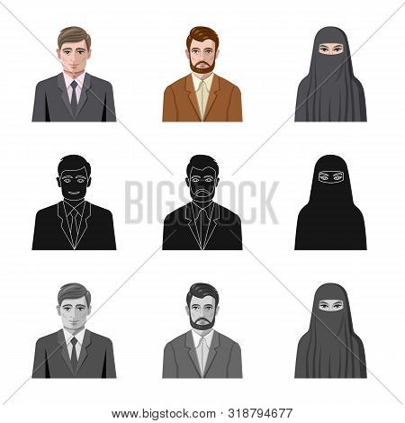 Vector Illustration Of Hairstyle And Profession Symbol. Set Of Hairstyle And Character Stock Vector 