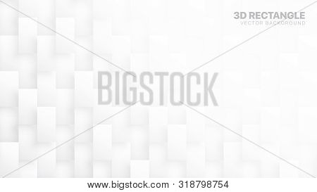 3d Vector Rectangle Blocks Conceptual Tech White Abstract Background. Science Technology Three Dimen