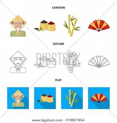 Isolated Object Of Country And Asia Logo. Set Of Country And Oriental Stock Vector Illustration.