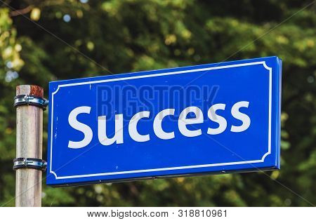 Success Blue Road Sign. Road To Success