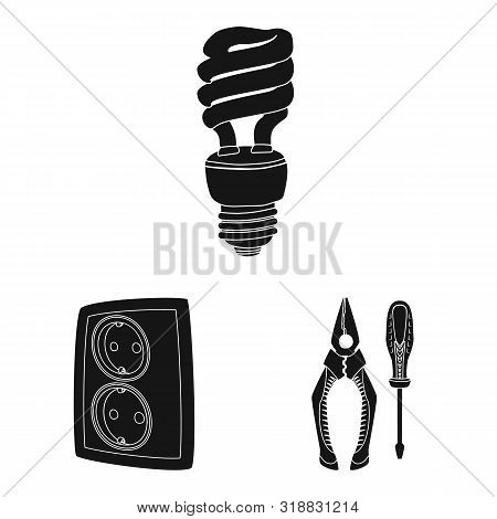 Isolated Object Of Electricity And Electric Symbol. Collection Of Electricity And Energy Stock Vecto