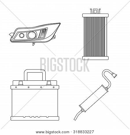 Isolated Object Of Auto And Part Sign. Collection Of Auto And Car Vector Icon For Stock.