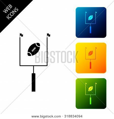 American Football With Goal Post Icon Isolated On White Background. Set Icons Colorful Square Button