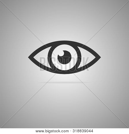 Human Eye Icon. Black Icon In Cool Flat Style Isolated On Gray Background. Vector Illustration.