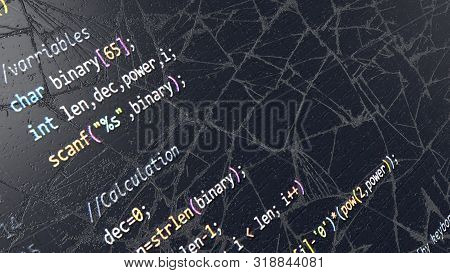 C Programming Wallpaper With Broken Glass 3D Effect