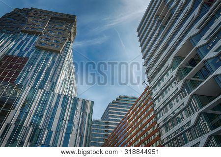 Amsterdam, Claude Debussylaan, the Netherlands, 08/23/2019, Modern office buildings in Amsterdam, zu