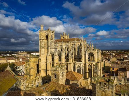 Elevated View Of The Gothic Cathedral Of Narbonne, France