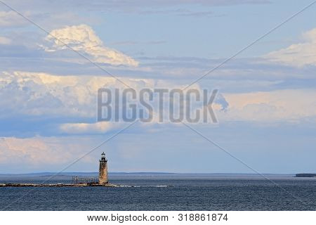 View Of Danforth Cove And Old Lighthouse From Fort Williams Park In Portland, Main