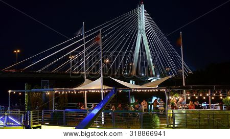 Warsaw, Poland. 25 August 2019. Vistulan Boulevards On The Western Side Of The River Vistula In Wars