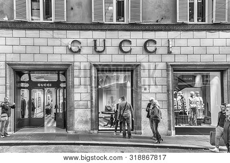 Rome - November 18: Gucci Store In The Famous Via Condotti, Busy And Fashionable Street Of Rome, Ita