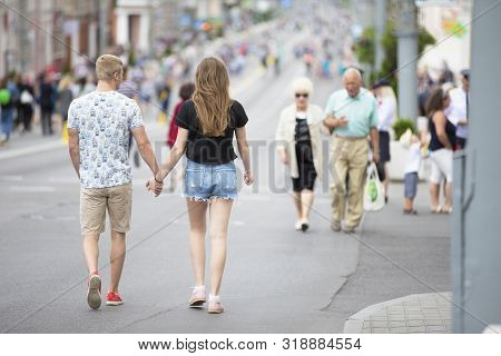 Belarus, The City Of Gimel, July 03, 2019. Youth Festival.people Of Different Ages Walk The Streets 