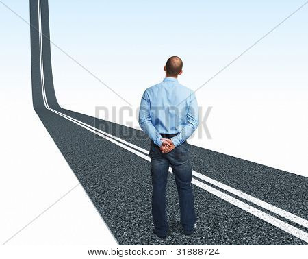 Vista traseira do homem e 3d street