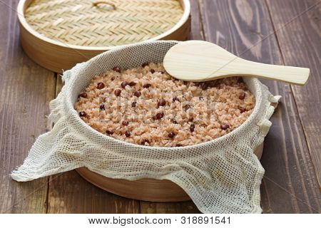 Sekihan, steamed sticky rice with red beans, Japanese food