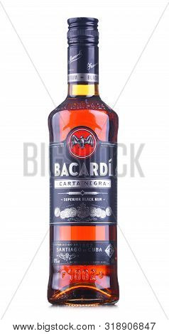 Poznan, Pol - Aug 21, 2019: Bottle Of Bacardi Black Rum, A Product Of Bacardi Limited, The Largest P