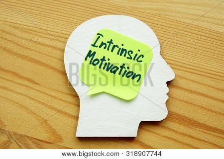 Intrinsic Motivation Written On A Wooden Head Silhouette.