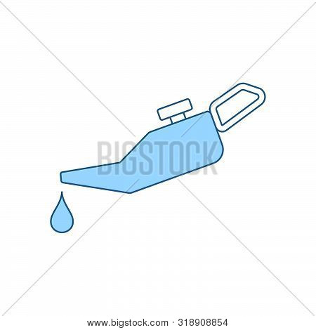 Oil Canister Icon. Thin Line With Blue Fill Design. Vector Illustration.