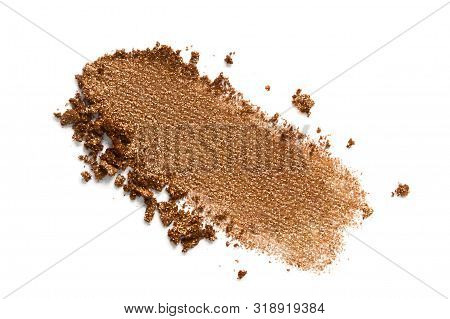 Bronzer Or Eyeshadow Swatch. Crashed Brown Shimmer Face Powder Texture. Nude Eye Shadow Smudge Isola