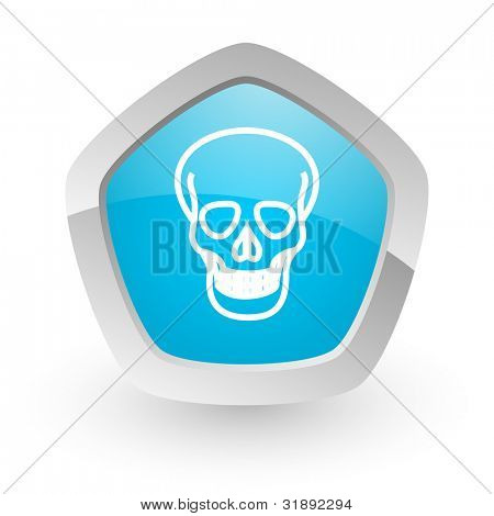 3D icône bleue sur fond blanc avec ombre et bordure argenté