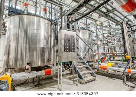 Production Of Chemical Emulsions For Mining. Clean Chemical Workshop. Many Different Pipelines And T
