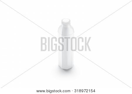 Blank White Water Bottle Mock Up, Side View, 3d Rendering. Empty Juice Or Milk Flask Mockup, Side Vi
