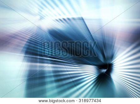 abstract blue and white background with light and straight lines of light rays and shadows spreading in different directions