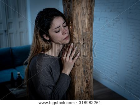 Woman Victim Of Domestic Violence And Abuse Feeling Alone And Depressed