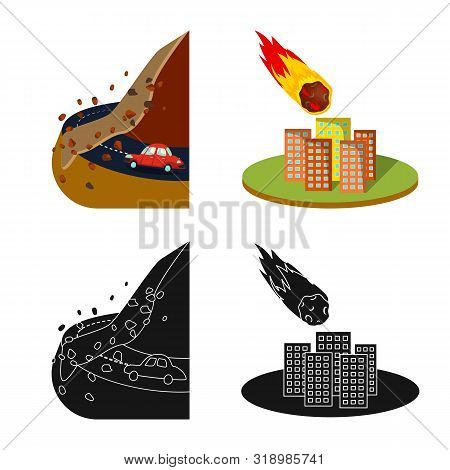 Vector Illustration Of Weather And Distress Icon. Collection Of Weather And Crash Stock Vector Illus