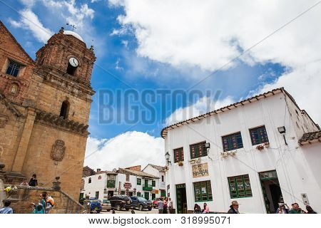Mongui, Colombia - August, 2019: The Historical Basilica Of Our Lady Of Mongui Built Between 1694 An