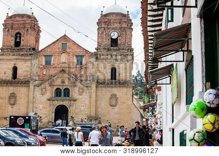 Mongui, Colombia - August, 2019: The Historical Basilica Of Our Lady Of Mongui Built Between 1694 An